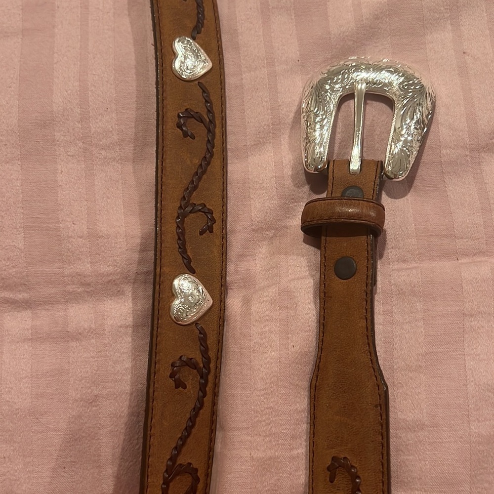 Tony Lama silver heart studded belt